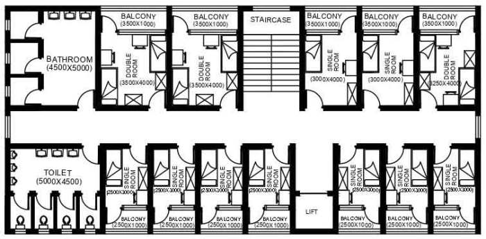 Desain rumah kost lantai 1