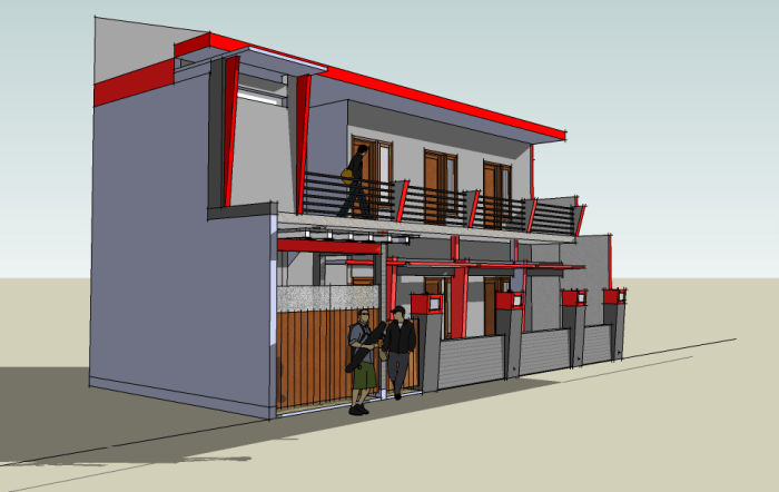 Desain rumah kost 15 x 3