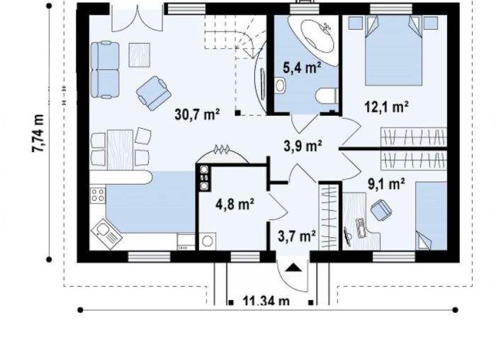 Desain rumah lantai 2 tanah 70